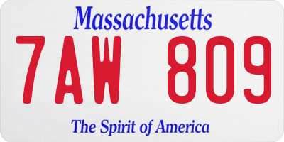 MA license plate 7AW809