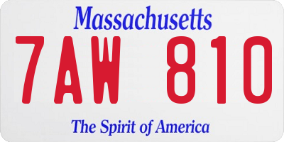 MA license plate 7AW810