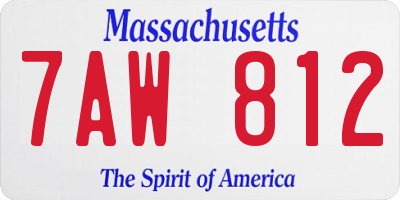 MA license plate 7AW812