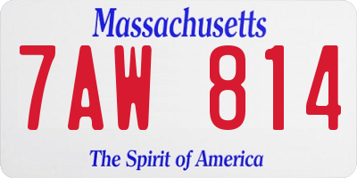 MA license plate 7AW814