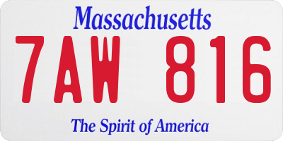 MA license plate 7AW816