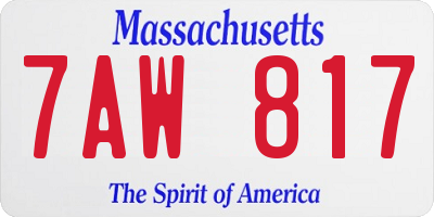MA license plate 7AW817