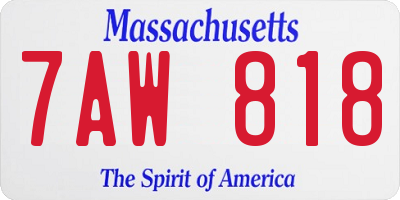MA license plate 7AW818