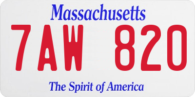 MA license plate 7AW820