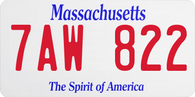 MA license plate 7AW822