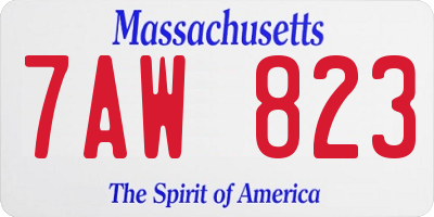 MA license plate 7AW823