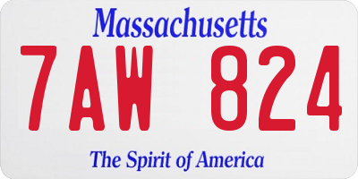 MA license plate 7AW824