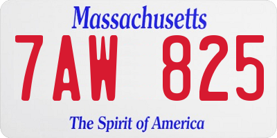 MA license plate 7AW825