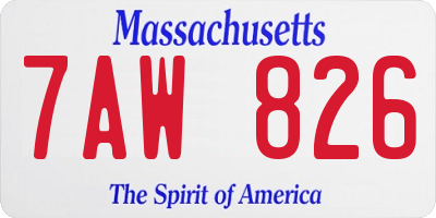 MA license plate 7AW826