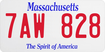 MA license plate 7AW828