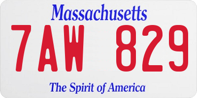 MA license plate 7AW829
