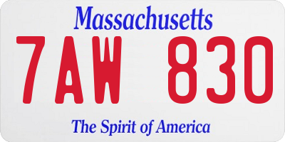 MA license plate 7AW830