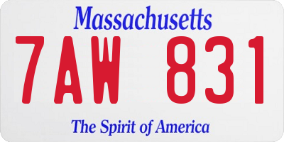MA license plate 7AW831