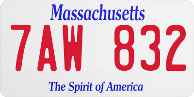 MA license plate 7AW832