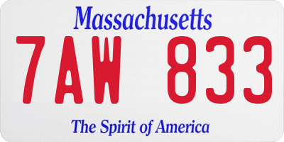 MA license plate 7AW833