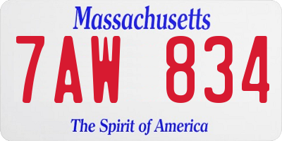 MA license plate 7AW834
