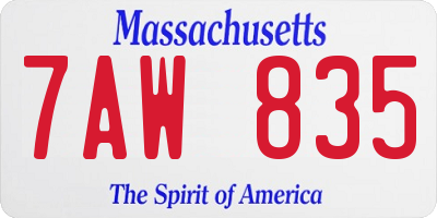 MA license plate 7AW835