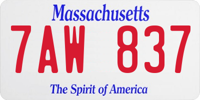 MA license plate 7AW837