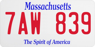 MA license plate 7AW839