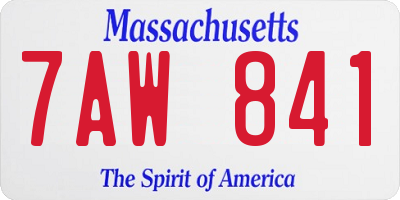 MA license plate 7AW841