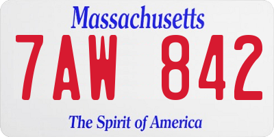MA license plate 7AW842