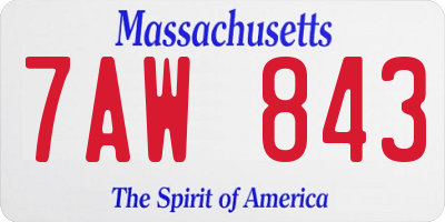 MA license plate 7AW843