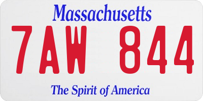 MA license plate 7AW844