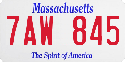 MA license plate 7AW845