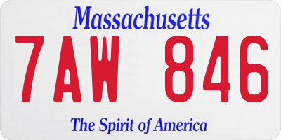 MA license plate 7AW846