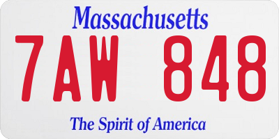 MA license plate 7AW848