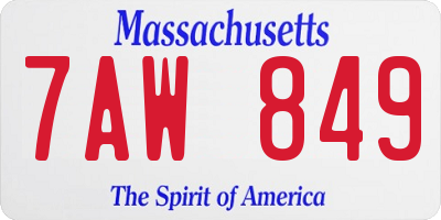 MA license plate 7AW849
