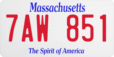 MA license plate 7AW851