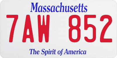 MA license plate 7AW852