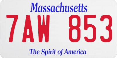 MA license plate 7AW853