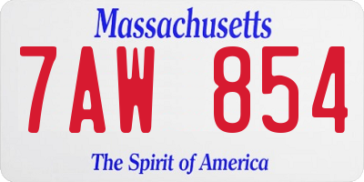 MA license plate 7AW854