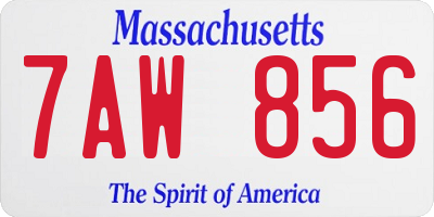 MA license plate 7AW856