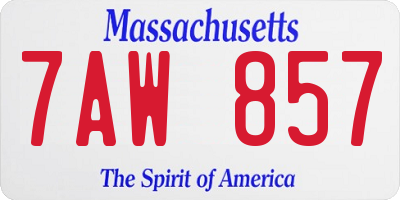 MA license plate 7AW857