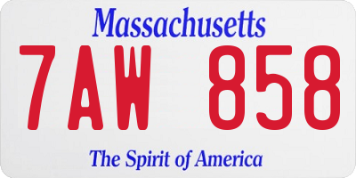 MA license plate 7AW858