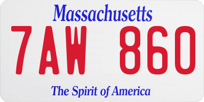 MA license plate 7AW860