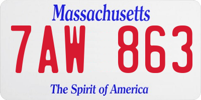MA license plate 7AW863