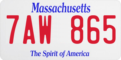 MA license plate 7AW865