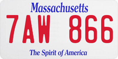 MA license plate 7AW866