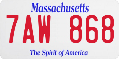 MA license plate 7AW868