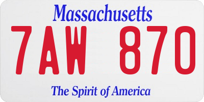 MA license plate 7AW870