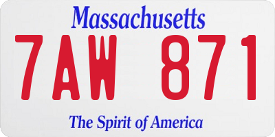 MA license plate 7AW871