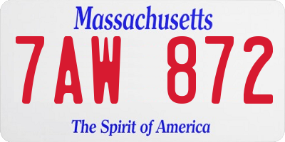 MA license plate 7AW872