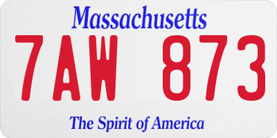 MA license plate 7AW873