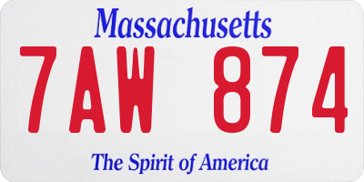 MA license plate 7AW874