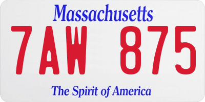 MA license plate 7AW875