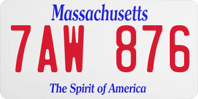 MA license plate 7AW876